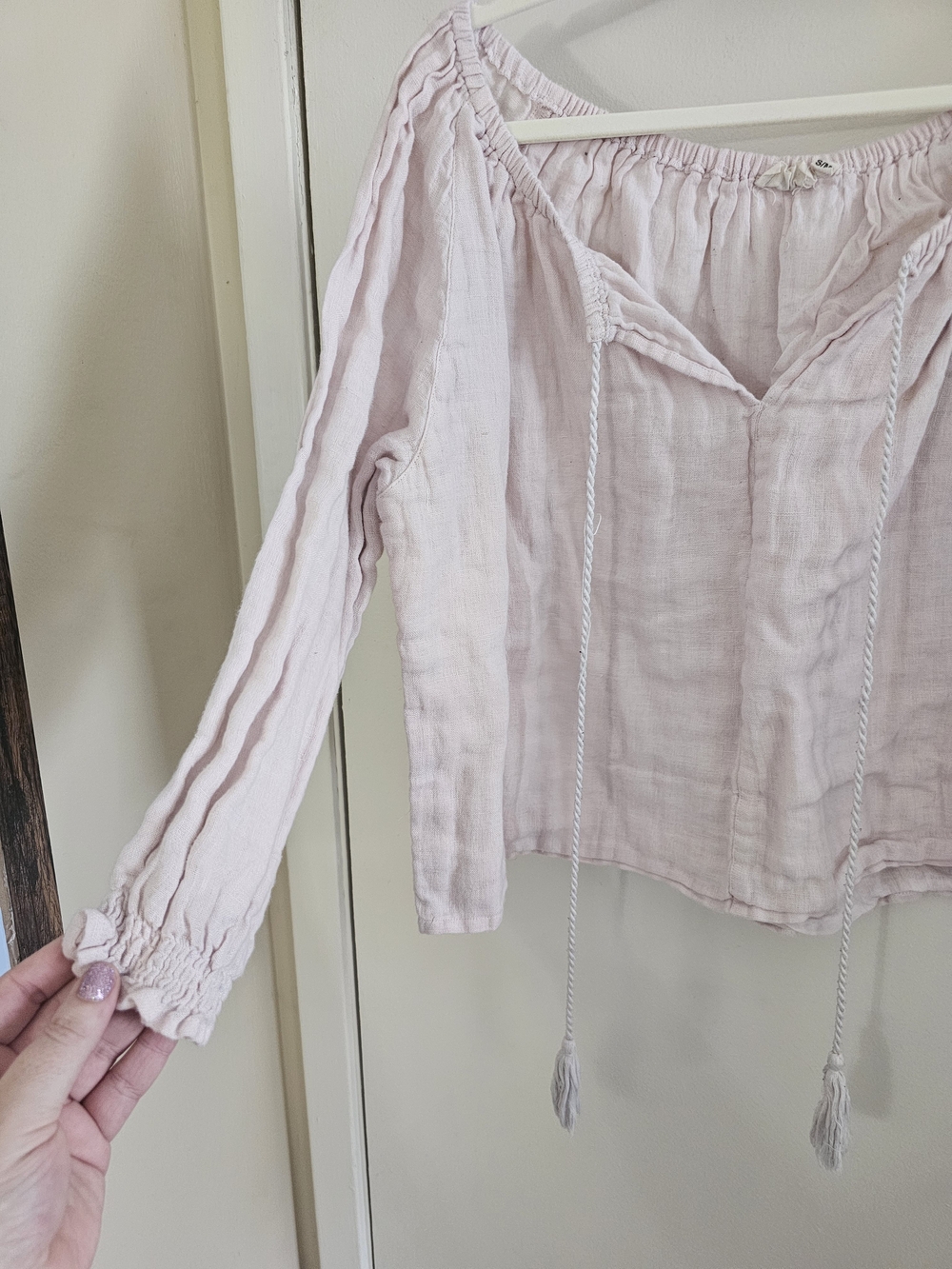 Light Lilac Peasant Blouse - Womens Top - Picture 3 of 5